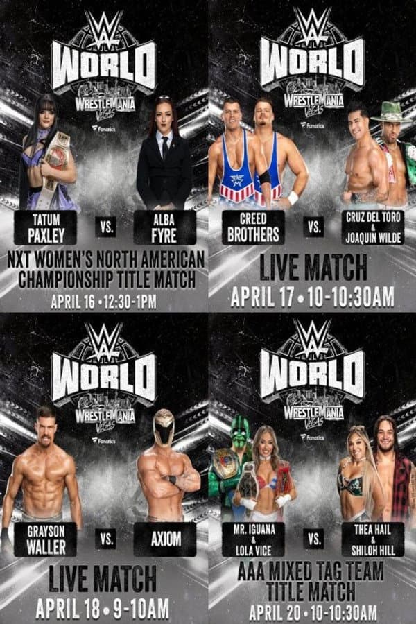 LIVE matches from WWE World: April 16, 2026